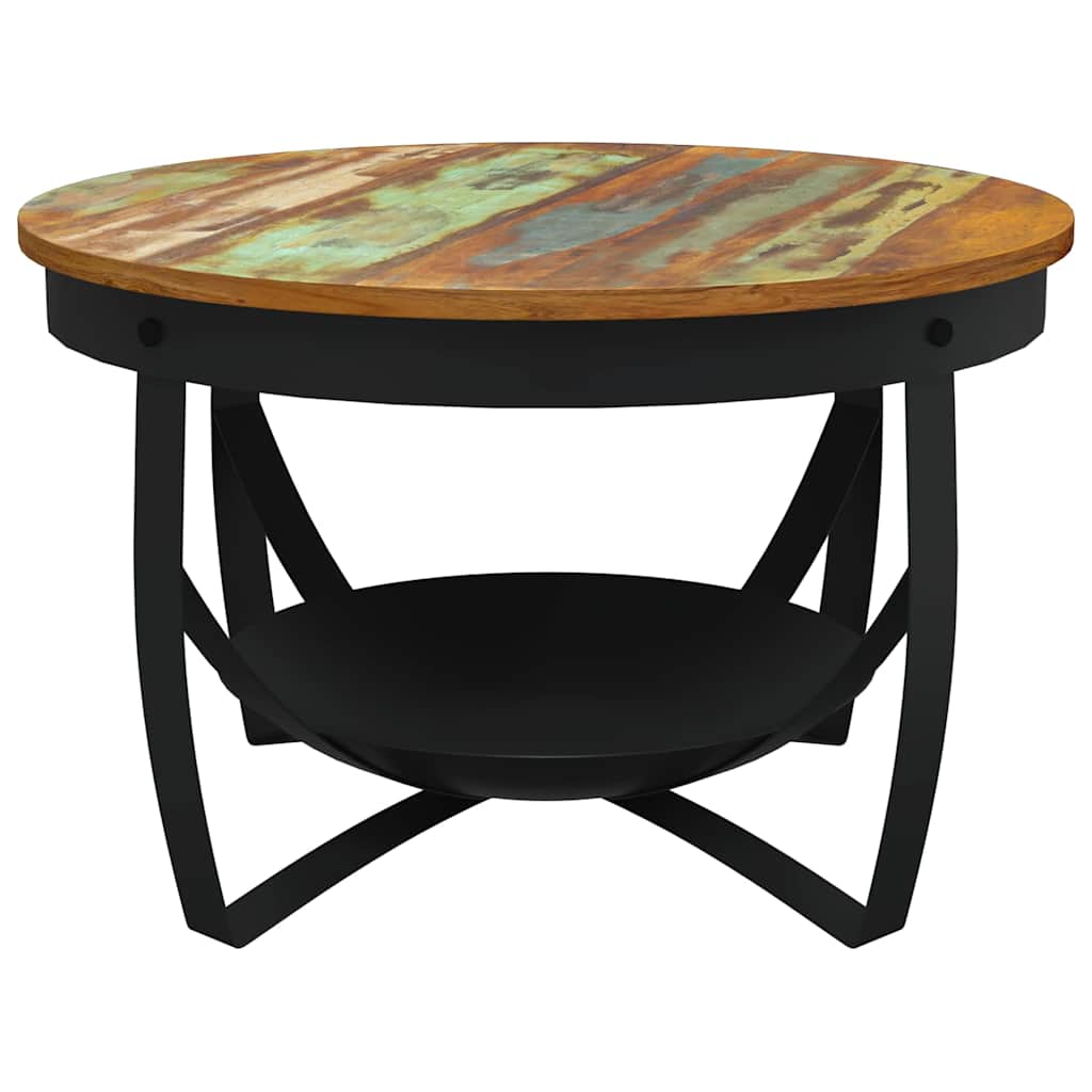 sofabord Ø68x43 cm massivt genbrugstræ