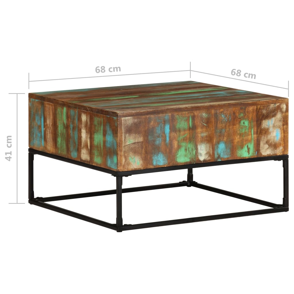 sofabord 68x68x41 cm massivt genbrugstræ