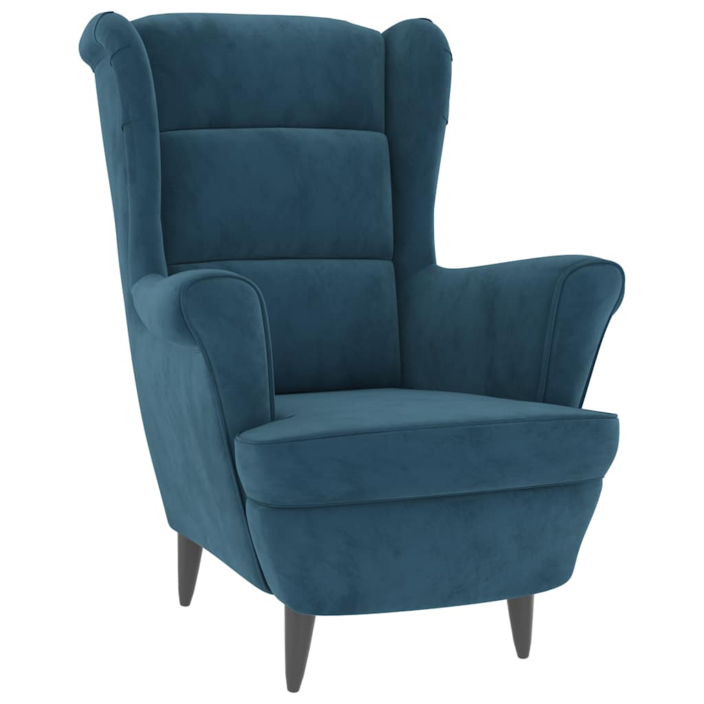 lænestol velour blå