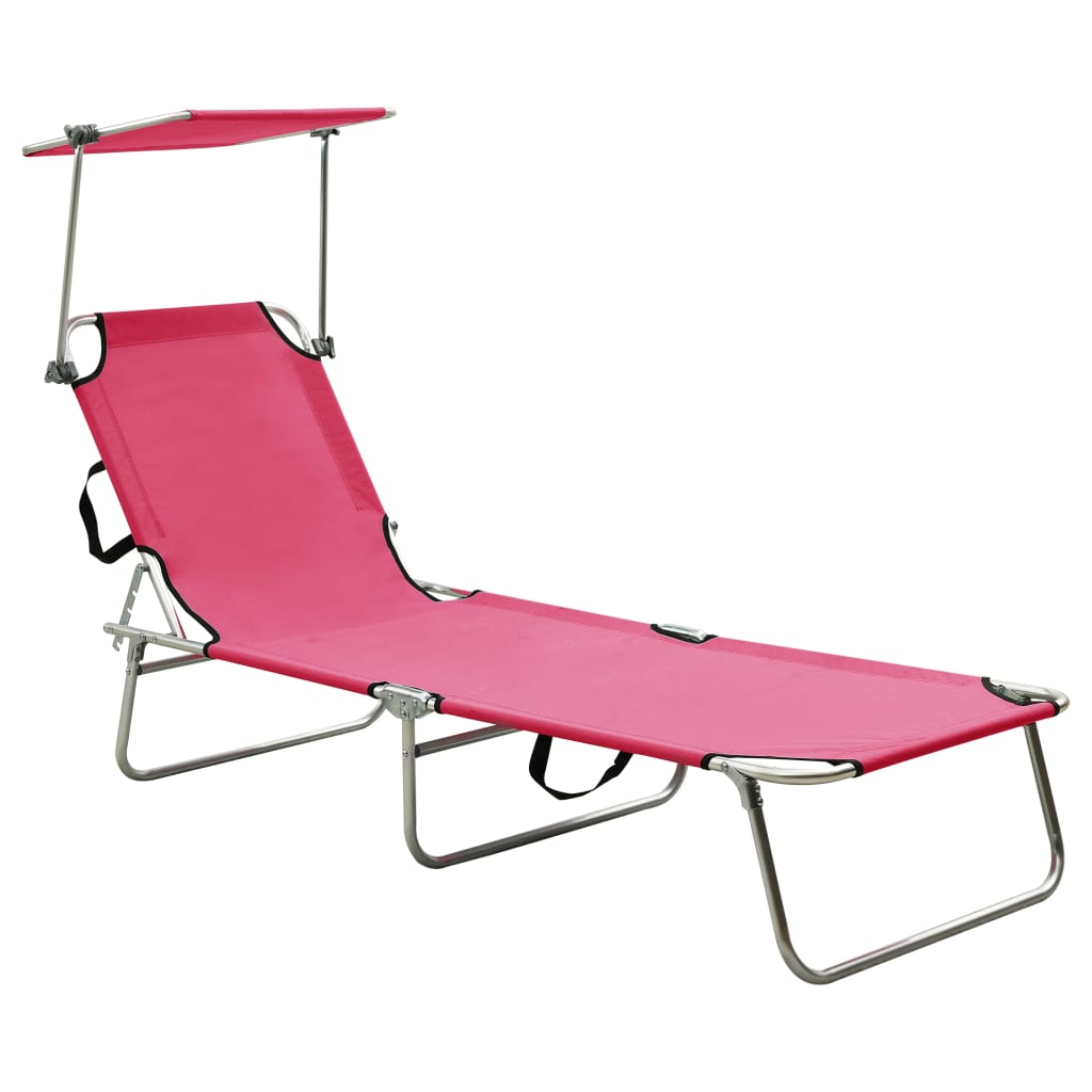 foldbar liggestol med baldakin stål pink