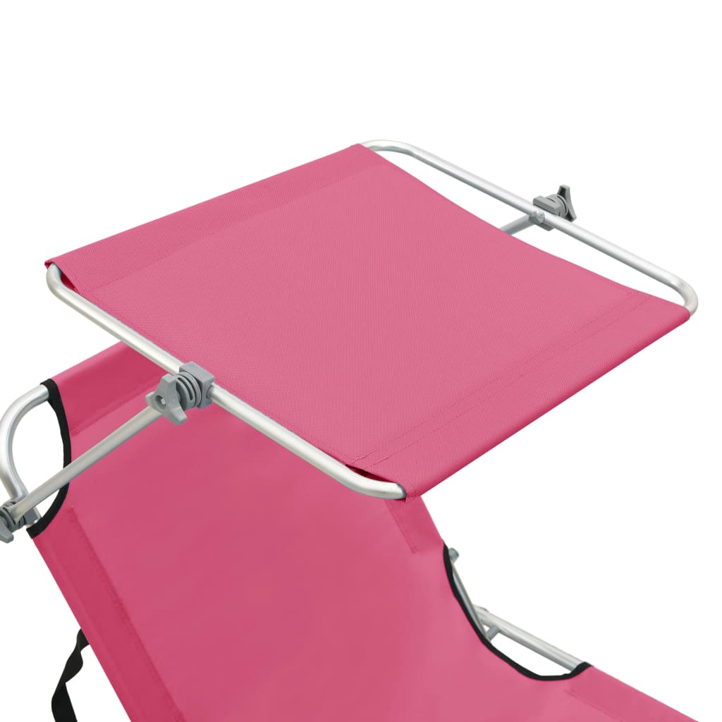 foldbar liggestol med baldakin stål pink