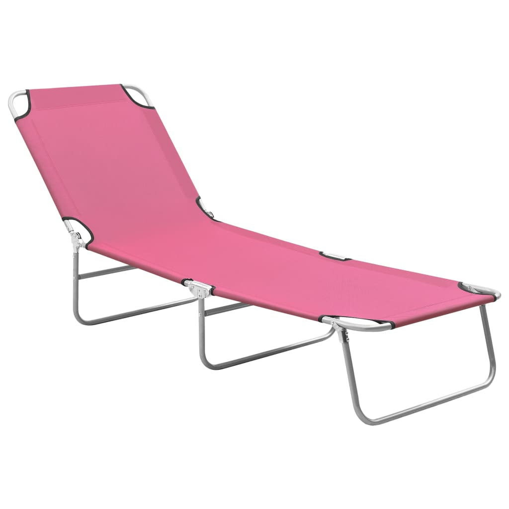 foldbar liggestol stål og stof pink