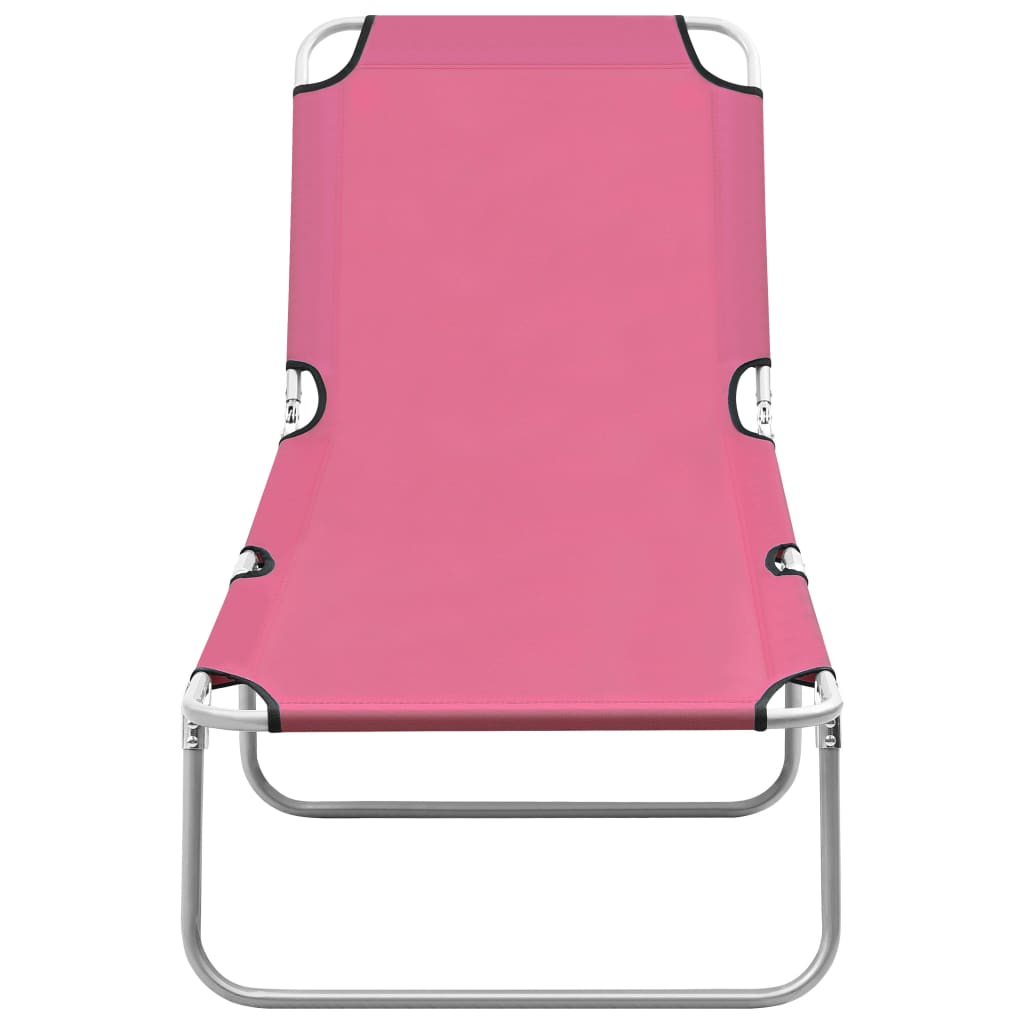 foldbar liggestol stål og stof pink
