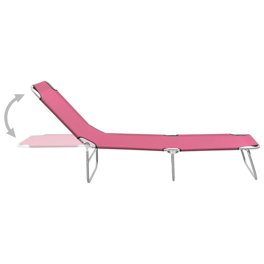 foldbar liggestol stål og stof pink