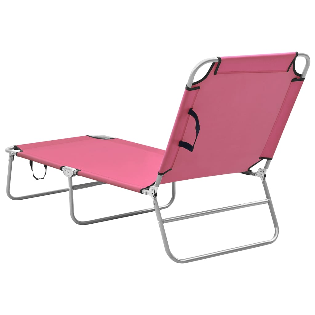 foldbar liggestol stål og stof pink