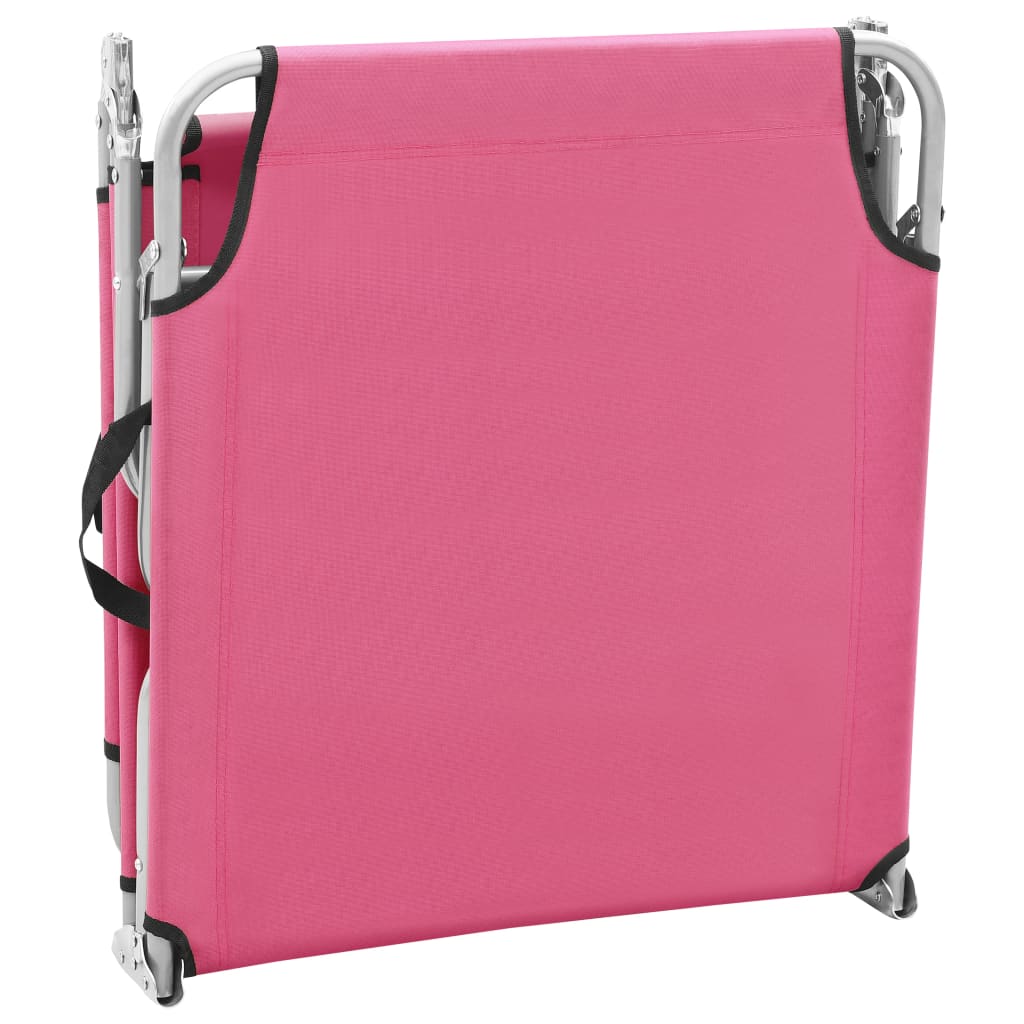 foldbar liggestol stål og stof pink