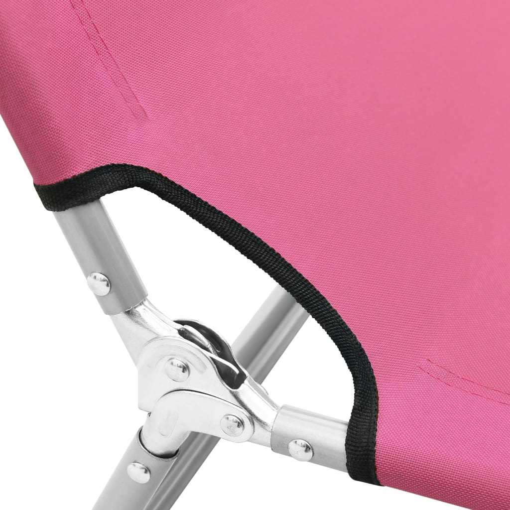 foldbar liggestol stål og stof pink