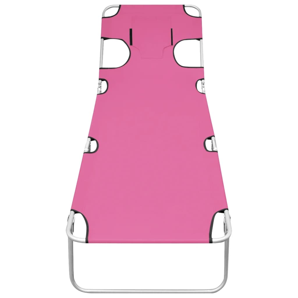 foldbar liggestol med nakkehynde stål pink