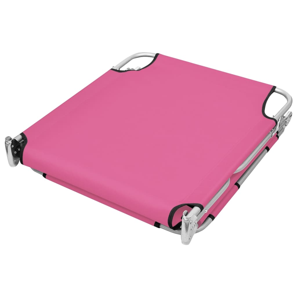 foldbar liggestol med nakkehynde stål pink