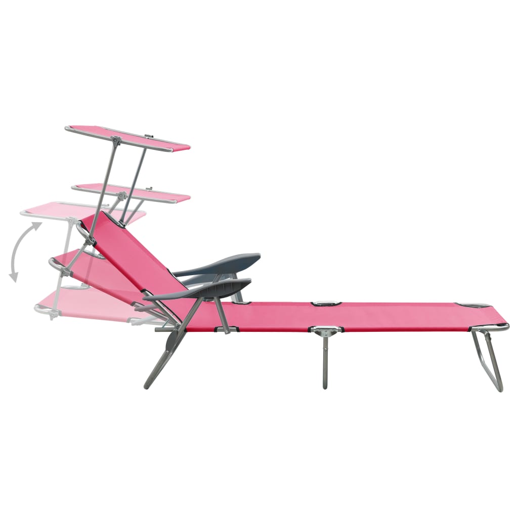 liggestol med baldakin stål pink