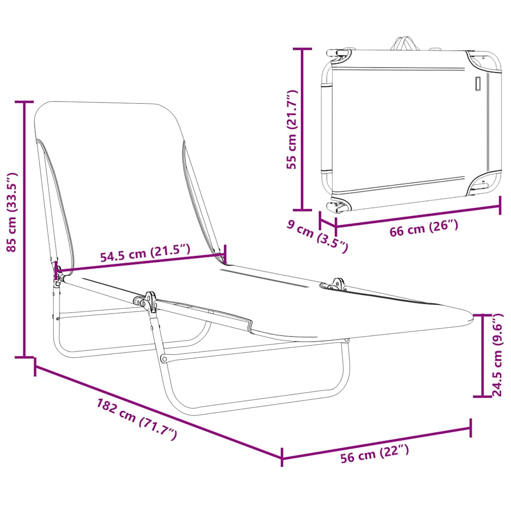foldbare liggestole 2 stk. stål og stof grøn