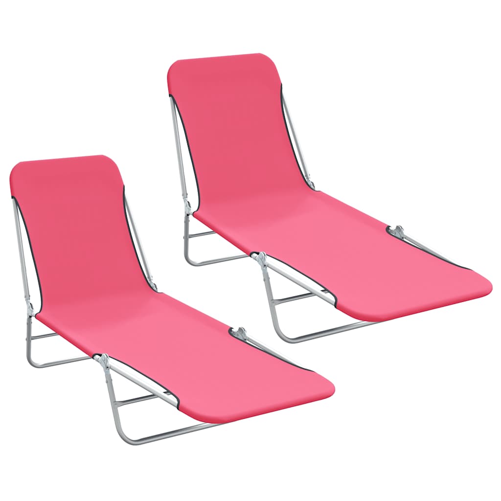 foldbare liggestole 2 stk. stål og stof pink