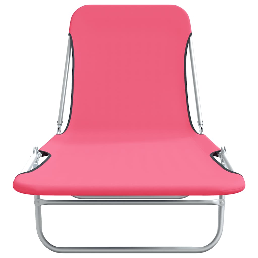 foldbare liggestole 2 stk. stål og stof pink