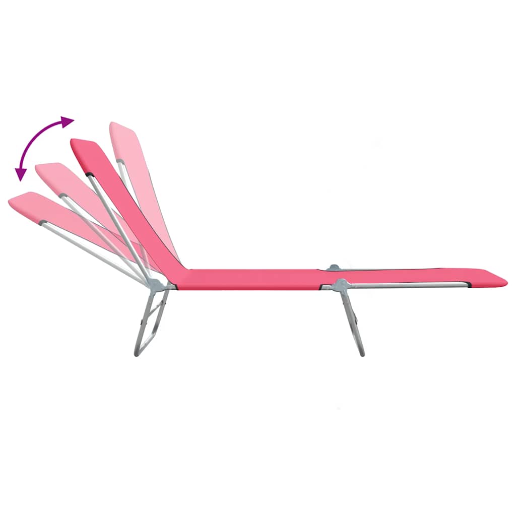 foldbare liggestole 2 stk. stål og stof pink