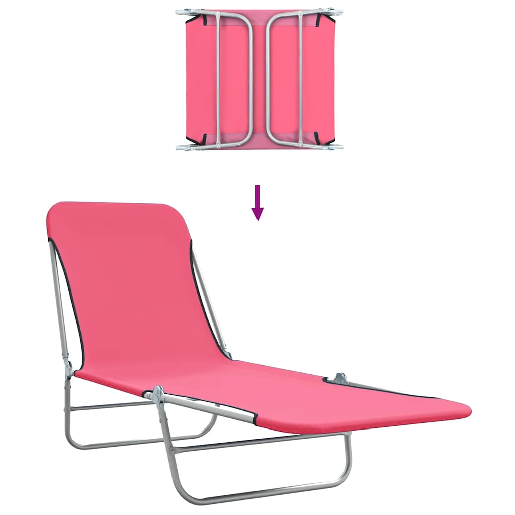 foldbare liggestole 2 stk. stål og stof pink
