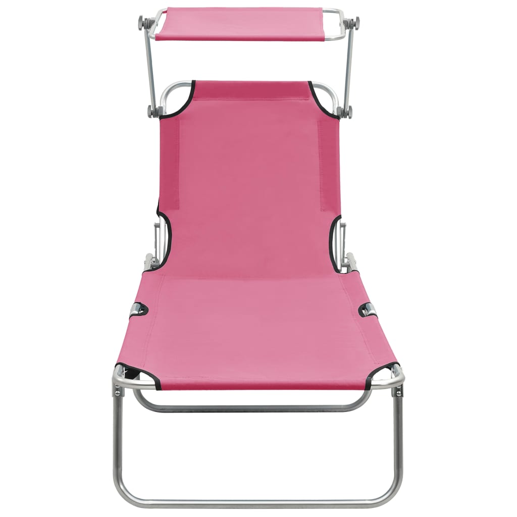 foldbar liggestol med baldakin aluminium pink
