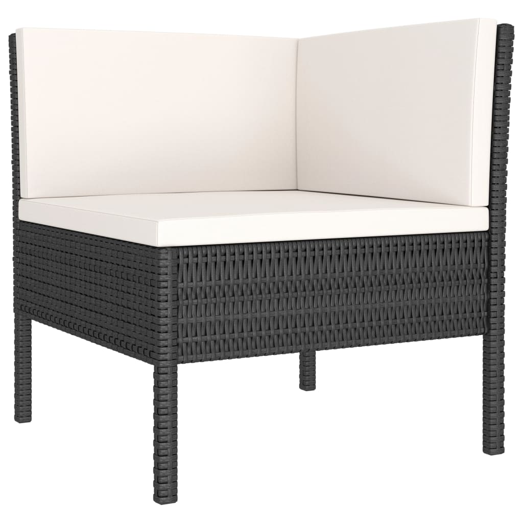 loungesæt til haven 3 dele med hynder polyrattan sort