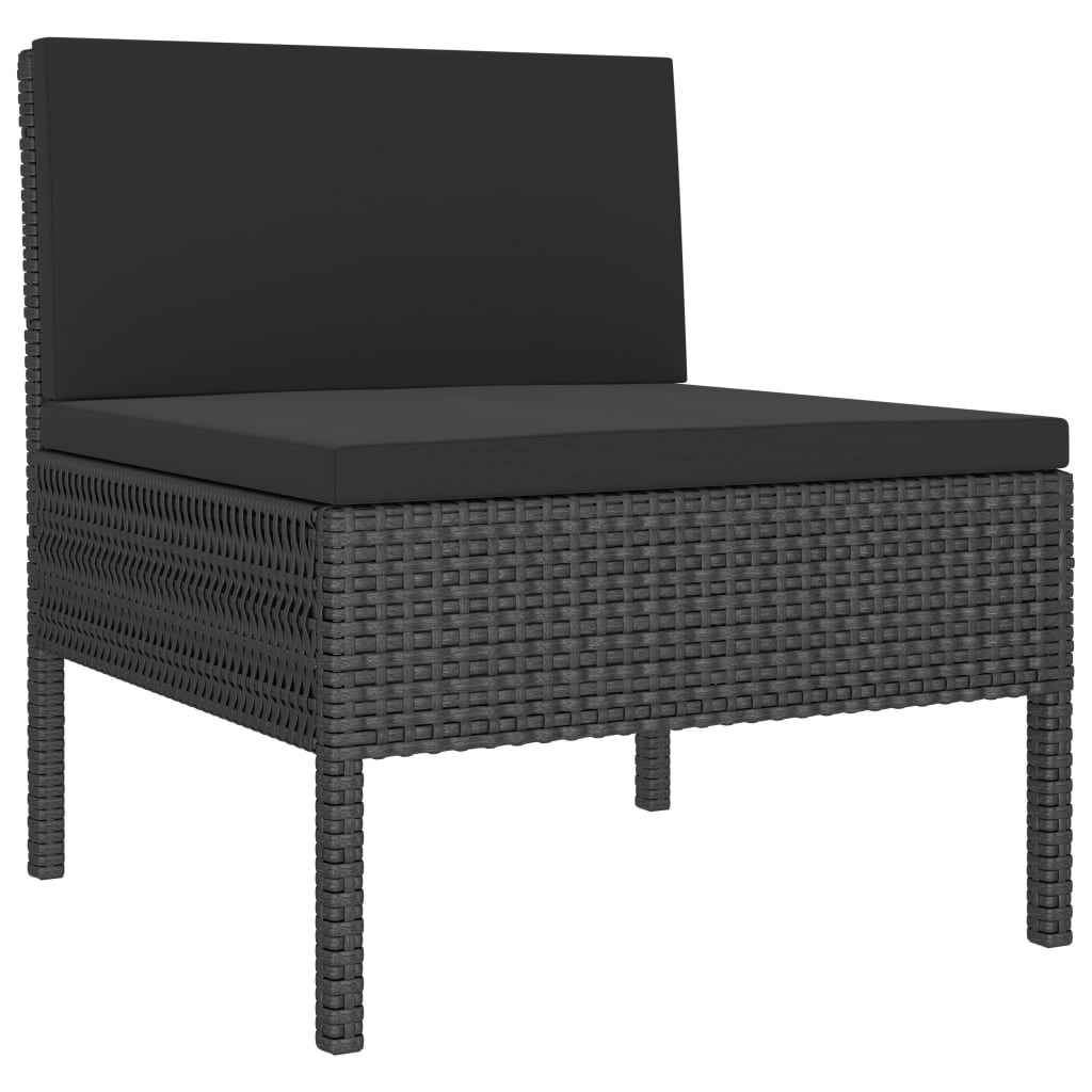 loungesæt til haven 3 dele med hynder polyrattan sort
