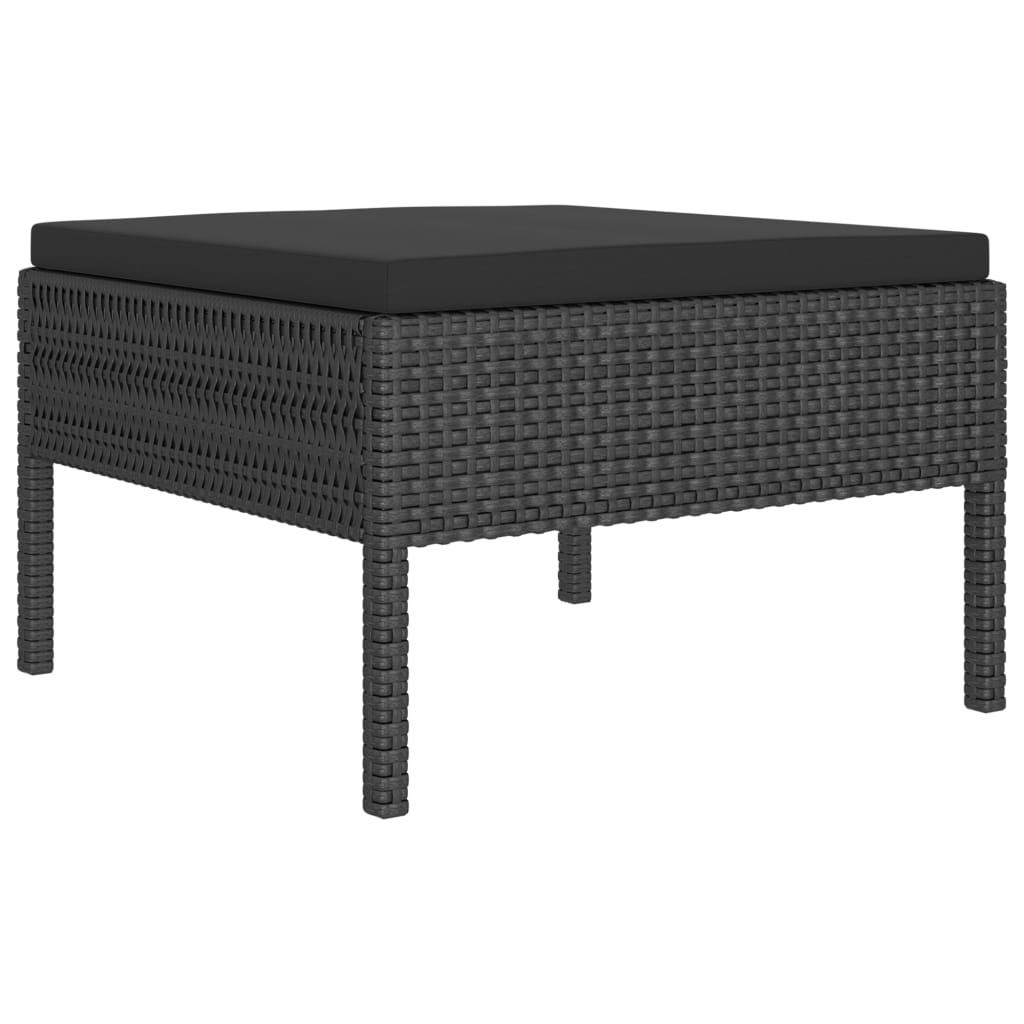 loungesæt til haven 2 dele med hynder polyrattan sort