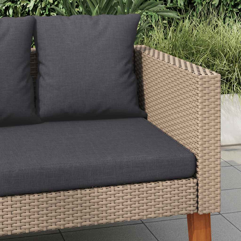2-personers havesofa med hynder polyrattan beige