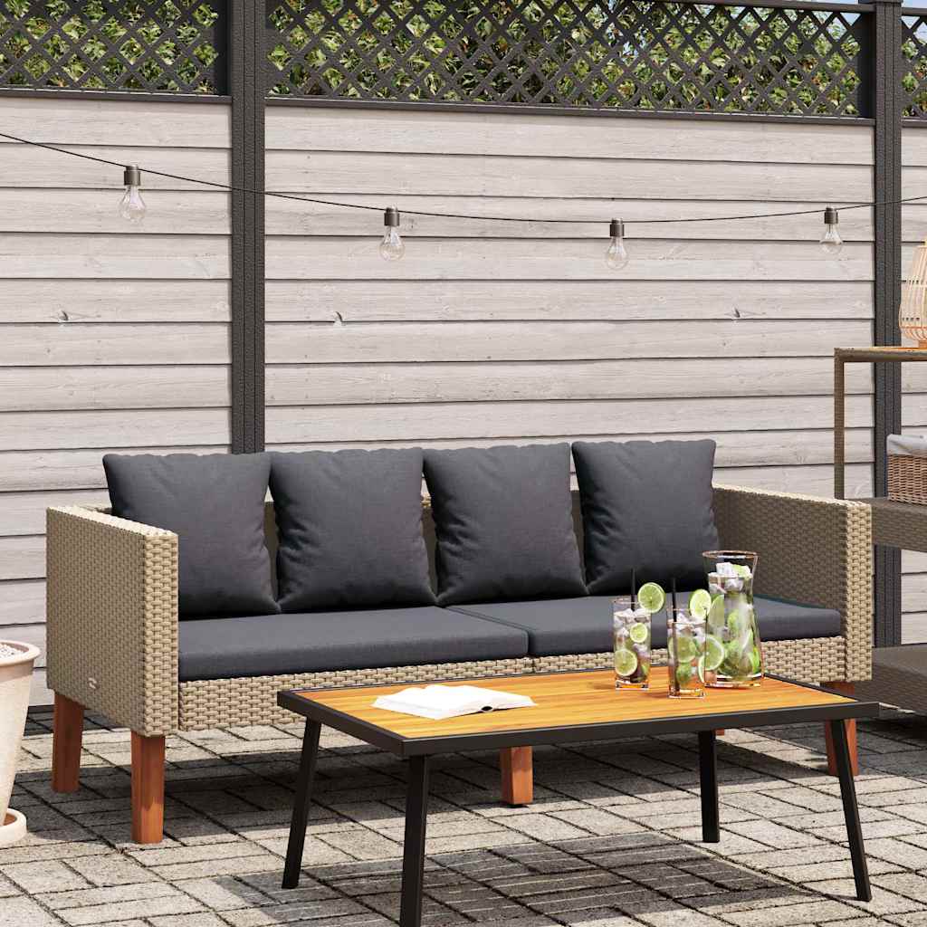 2-personers havesofa med hynder polyrattan beige