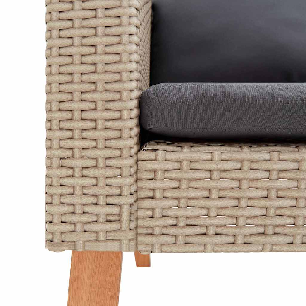 haveloungesæt 3 dele med hynder polyrattan beige