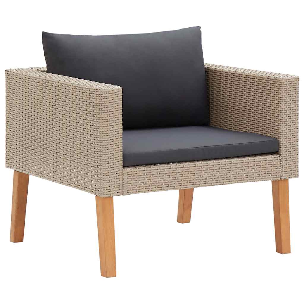 1-personssofa med hynder polyrattan beige