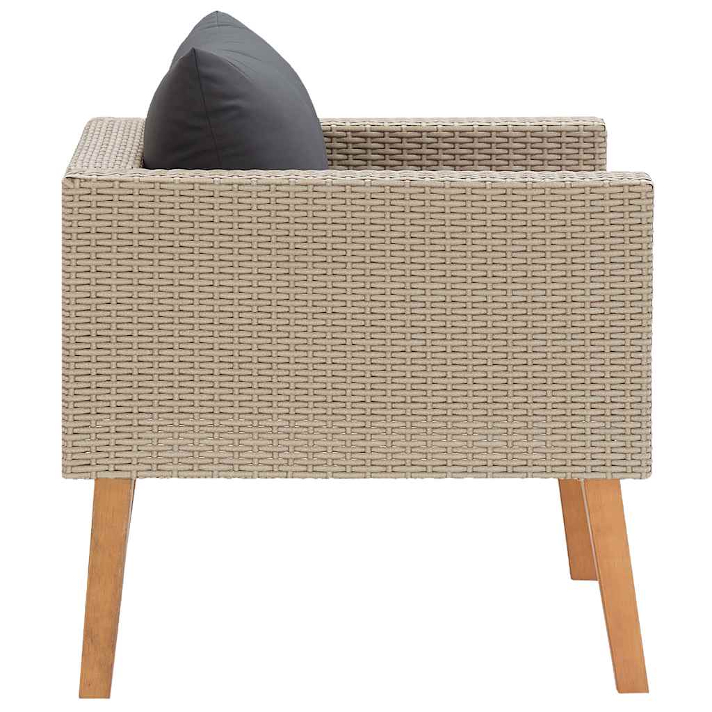 1-personssofa med hynder polyrattan beige