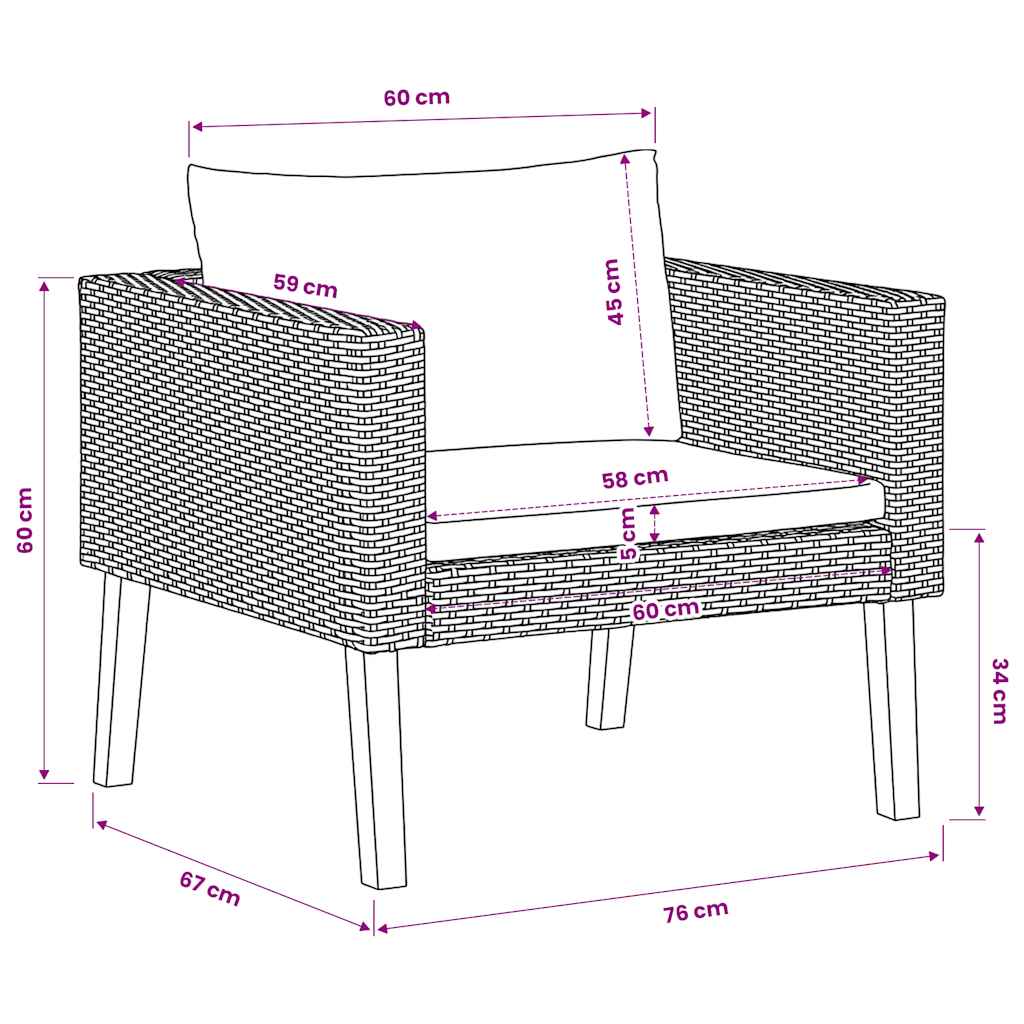 1-personssofa med hynder polyrattan beige