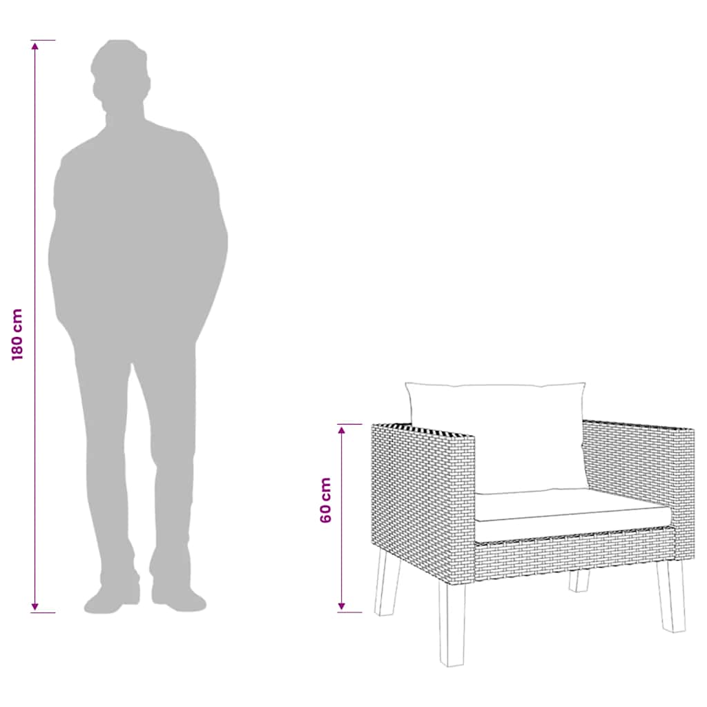 1-personssofa med hynder polyrattan beige