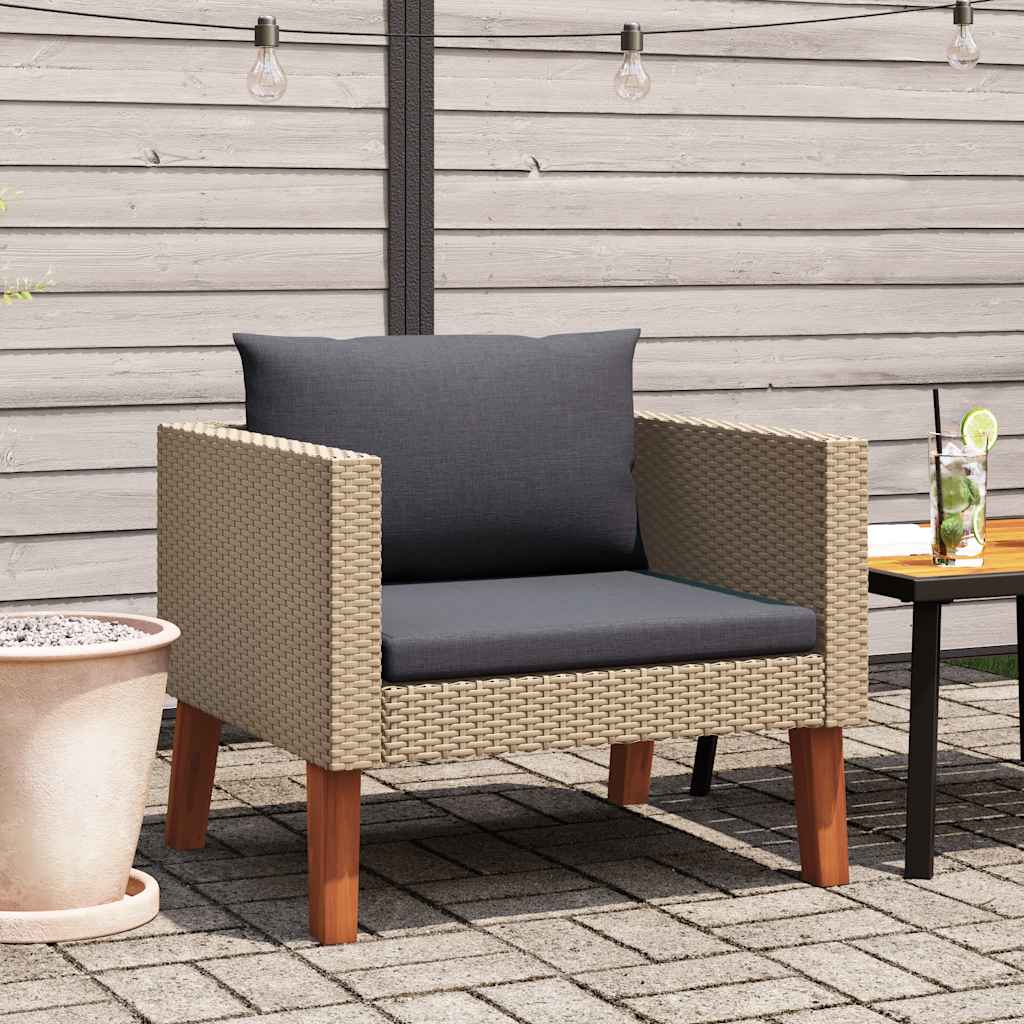 1-personssofa med hynder polyrattan beige