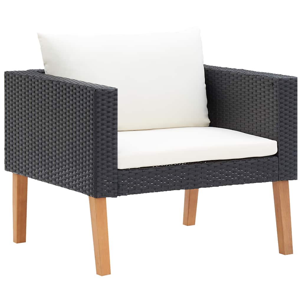 1-personssofa med hynder polyrattan sort