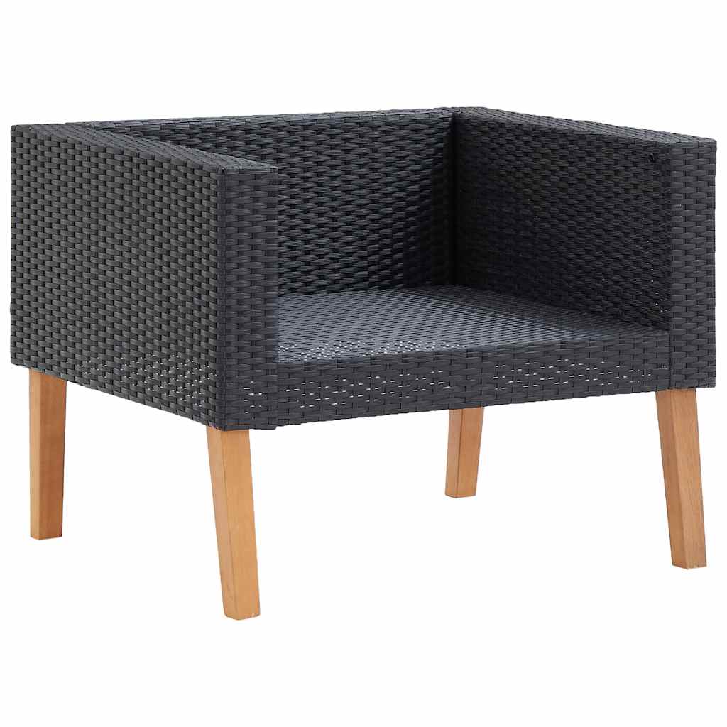 1-personssofa med hynder polyrattan sort