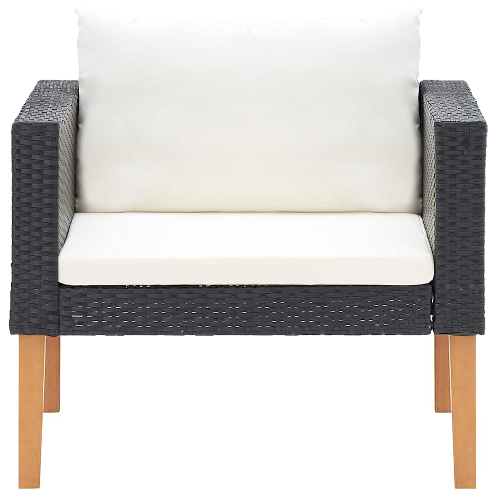 1-personssofa med hynder polyrattan sort