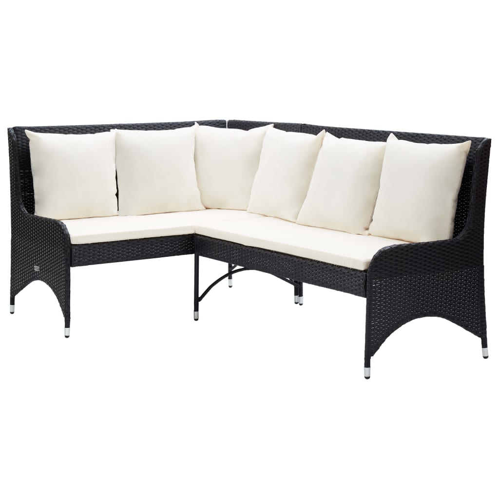 hjørnesofaer til haven 2 stk. polyrattan sort