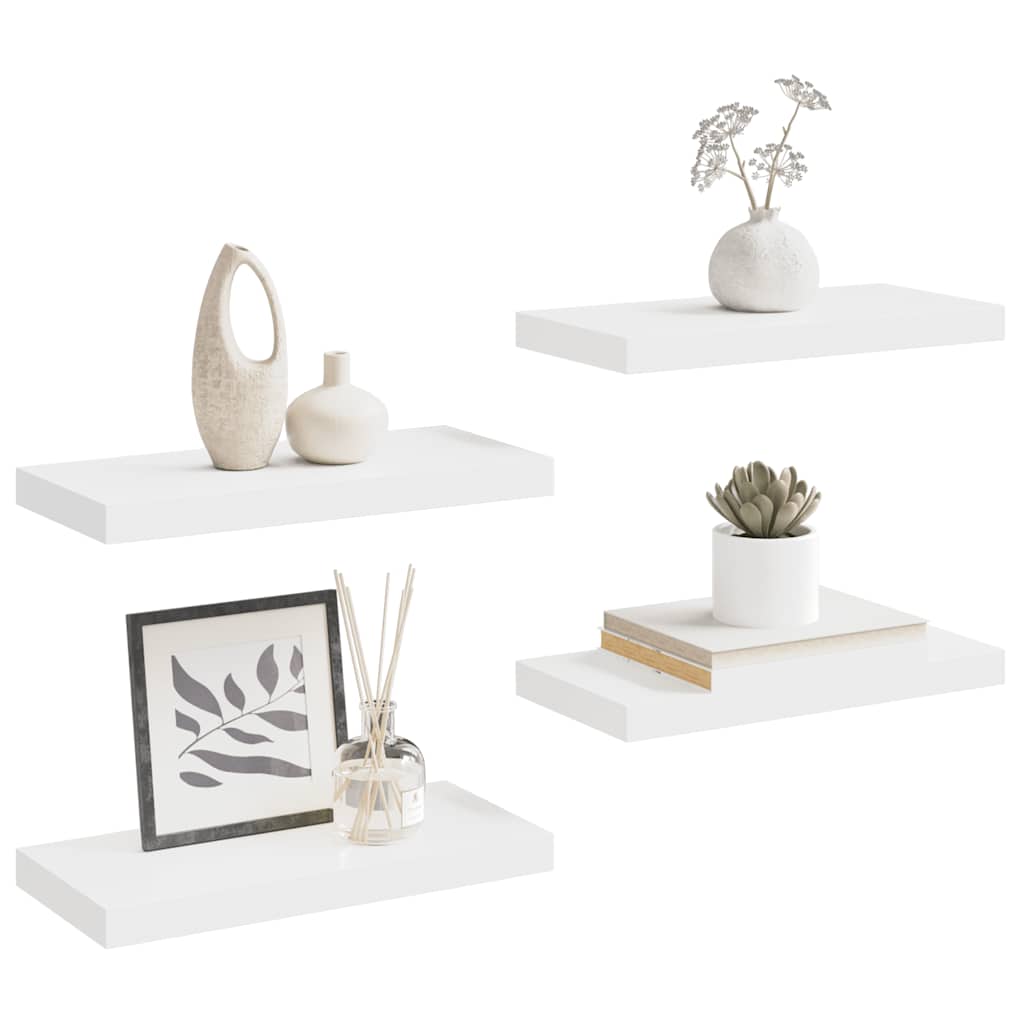svævehylder 4 stk. 50x23,5x3,8 cm MDF hvid