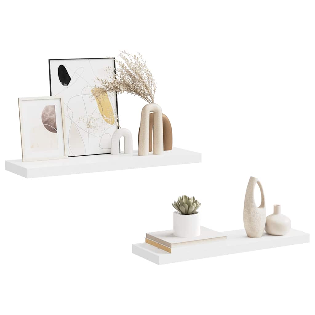 væghylder 2 stk. 80x23,5x3,8 cm MDF hvid
