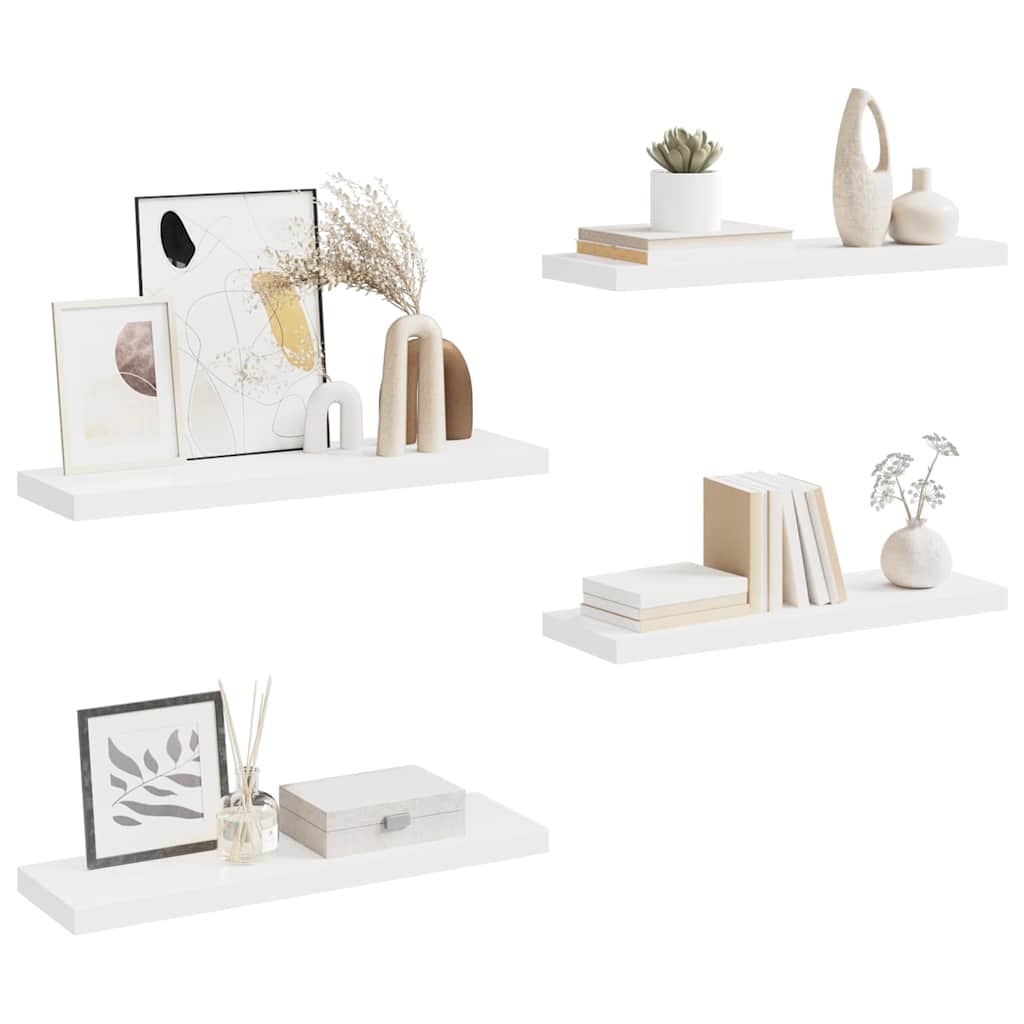 væghylder 4 stk. 80x23,5x3,8 cm MDF hvid