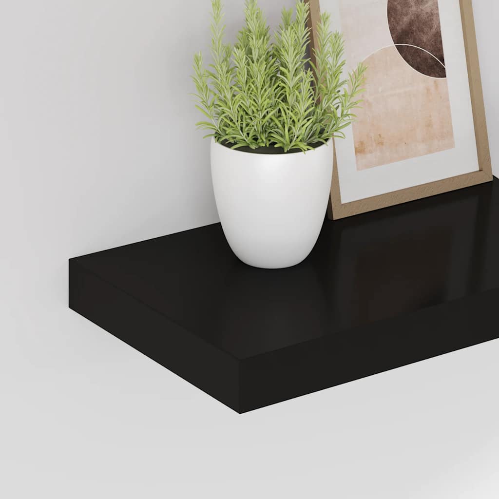 væghylder 2 stk. 40x23,5x3,8 cm MDF sort