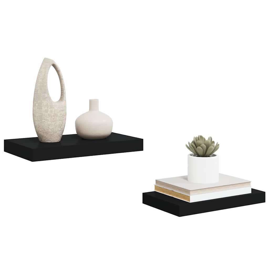 væghylder 2 stk. 40x23,5x3,8 cm MDF sort
