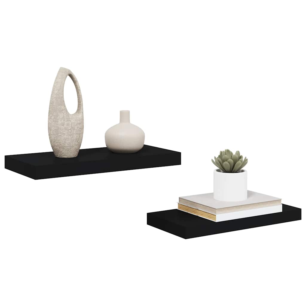 væghylder 2 stk. 50x23,5x3,8 cm MDF sort