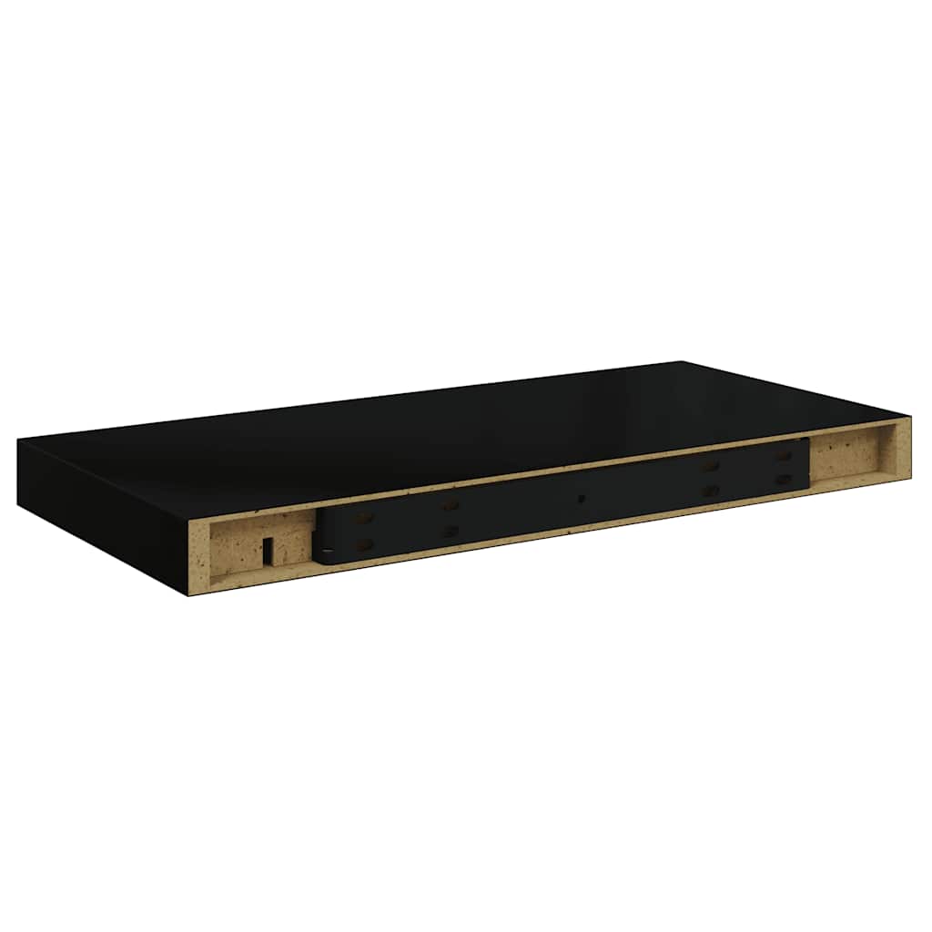 væghylder 2 stk. 50x23,5x3,8 cm MDF sort