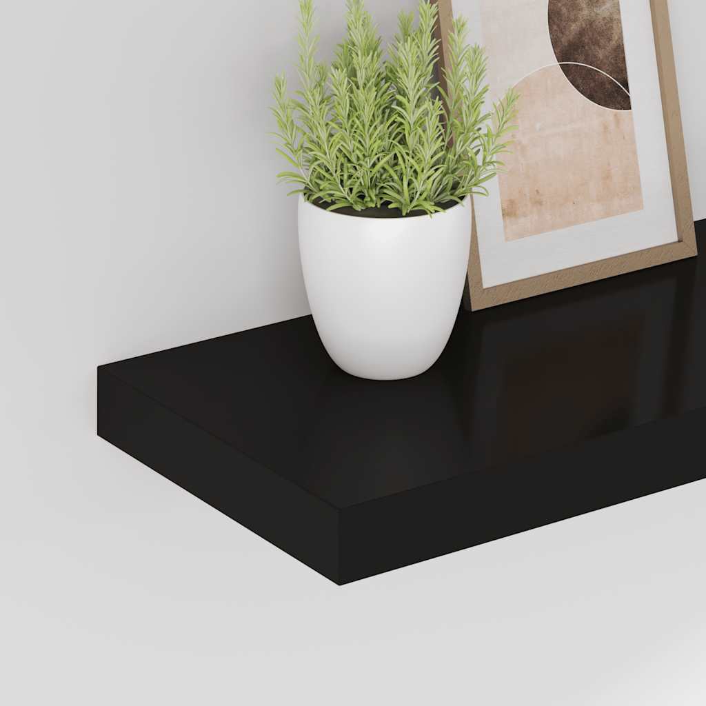 væghylder 2 stk. 60x23,5x3,8 cm MDF sort