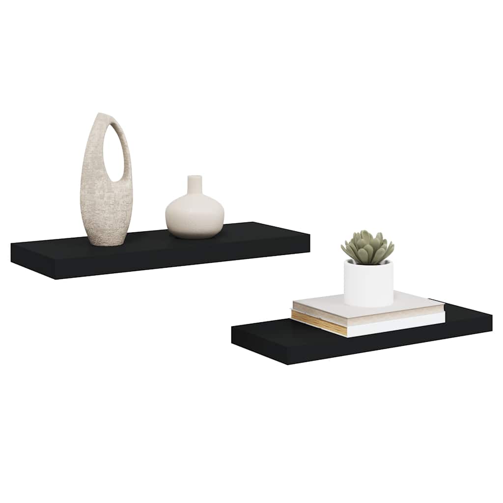 væghylder 2 stk. 60x23,5x3,8 cm MDF sort