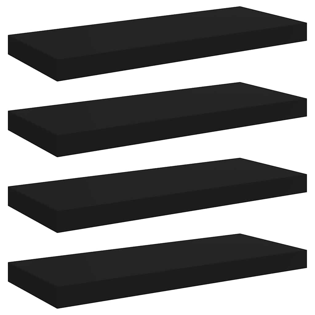 væghylder 4 stk. 60x23,5x3,8 cm MDF sort