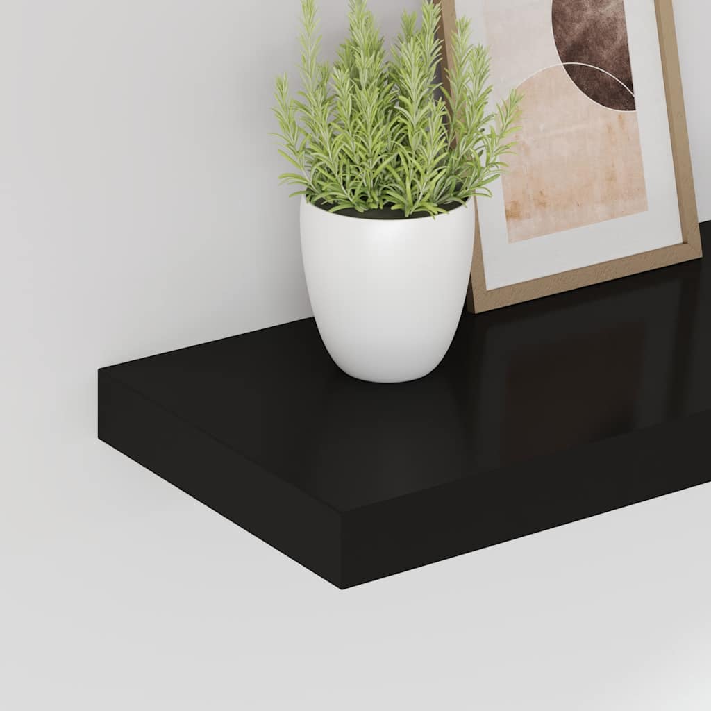 væghylder 2 stk. 80x23,5x3,8 cm MDF sort