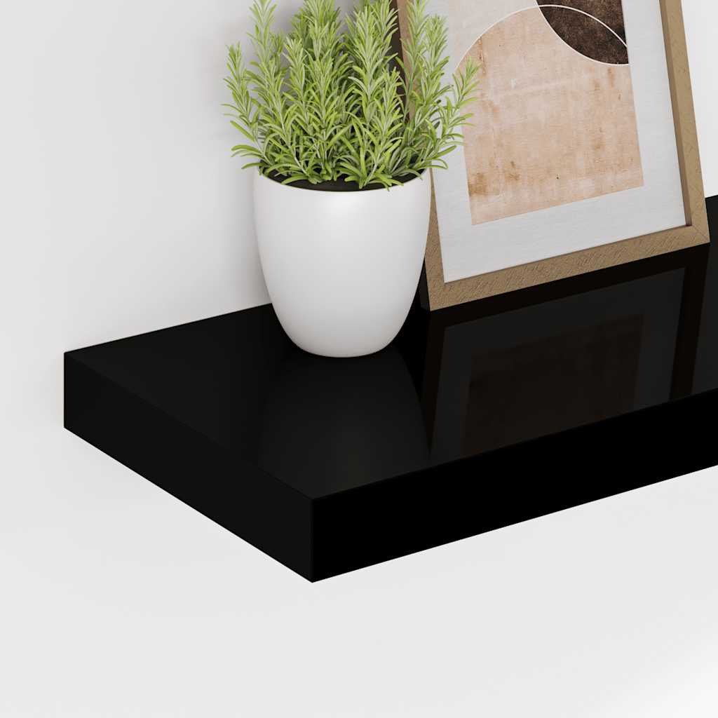 væghylder 2 stk. 90x23,5x3,8 cm MDF sort