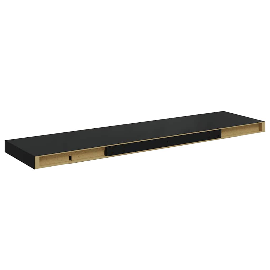 væghylder 2 stk. 90x23,5x3,8 cm MDF sort