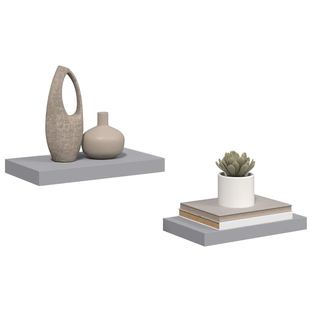 væghylder 2 stk. 40x23,5x3,8 cm MDF grå