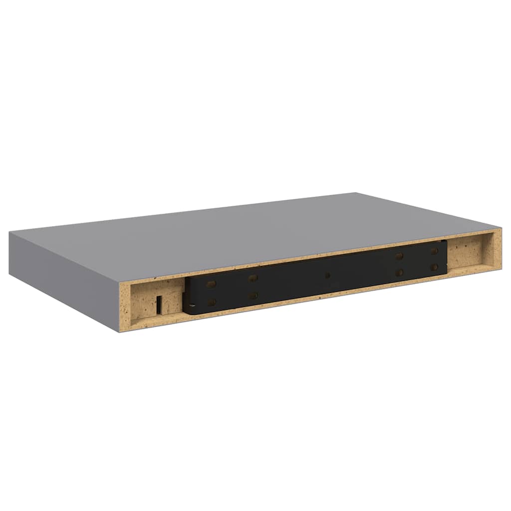 væghylder 2 stk. 40x23,5x3,8 cm MDF grå